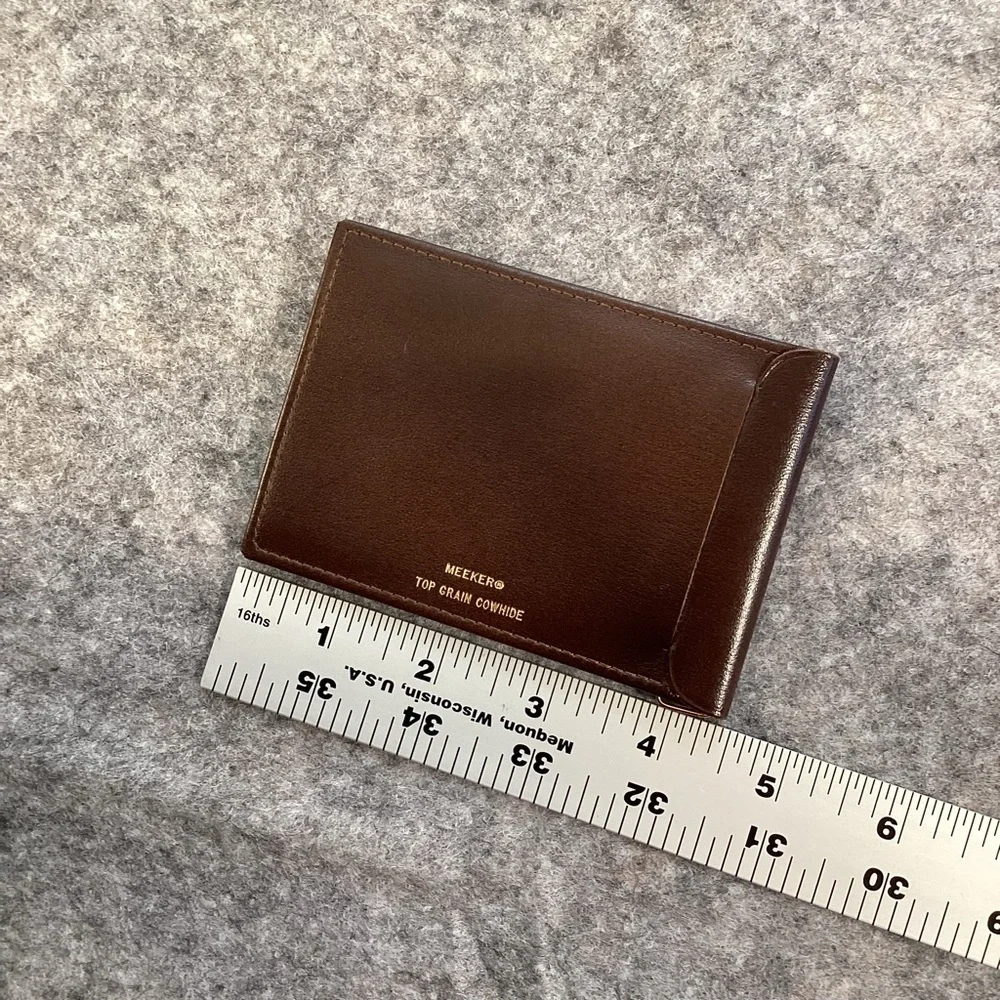 Meeker Men’s Brown‎ Leather Top Grain Cowhide Bifold Money Clip NWOT Vintage 80s